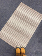 2x3 Striped Flatweave Rug Doormat Handwoven Wool Cotton Blend Grey Ivory Horizontal Stripes Entryway Accent Rug Small Area Rug or doormat