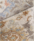 8x10, 9x12 Hand-Knotted Oushak Style Rug– Grey beige MultiColor Distressed Wool Rug –Modern Transitional Muted Area Rug for Living, Bedroom