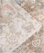 8x10, 9x12 Hand-Knotted Oushak Style Rug– Grey beige MultiColor Distressed Wool Rug –Modern Transitional Muted Area Rug for Living, Bedroom