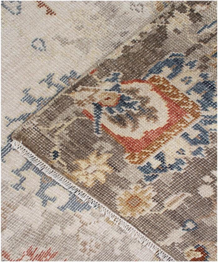 Hand-Knotted Wool Rug 8x10, 9x12, 10x14 Transitional Multicolor Beige & Muted Blue floral motifs Handmade Area Rug for Living Room, Bedroom