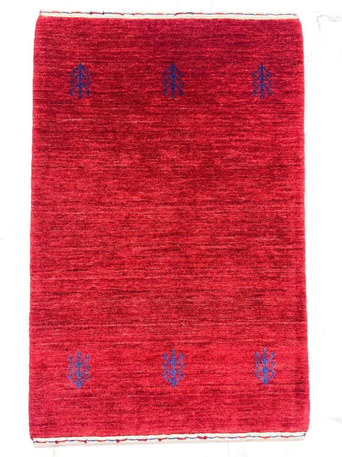 2x3 ft Colorful yellow, green, blue, brown Gabbeh Rug -Hand-Knotted Wool- Modern Tribal Bath Mats or Entryway Rugs Christmas Rug/Gift
