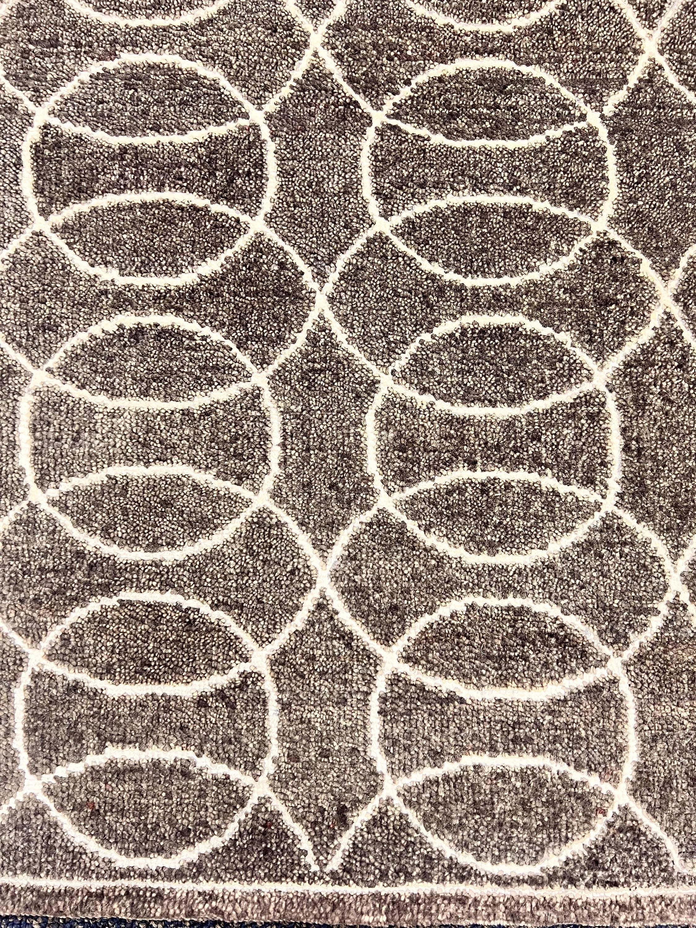 Authentic Hand-Knotted 2x3 Wool Silk Rug, Luxury Earth tone Geometric gem, Designer Bedside Rug | Heirloom Quality Earth Tone Bedside Rug