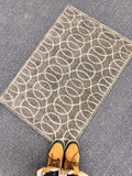 2x3 Hand-Knotted Wool & Silk Rug Small Luxury Accent Mat, Gray/brown Loop Design Entryway Area Rug, bedside rug, boho rug,door mat