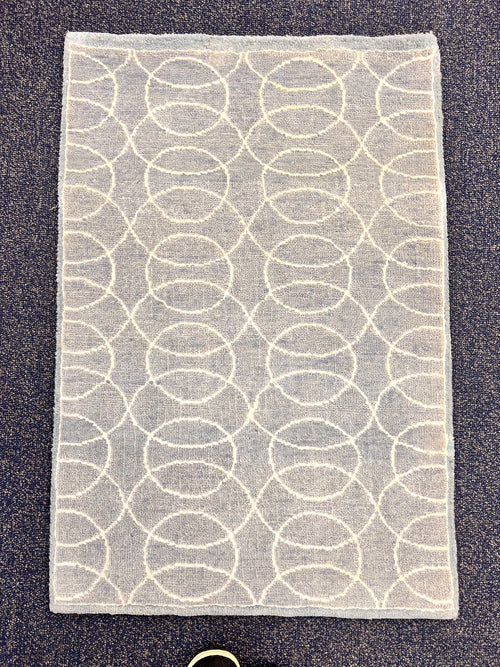 2x3 Hand-Knotted Wool & Silk Rug Small Luxury Accent Mat, pastel green/blue loop Design Entryway Area Rug, bedside rug, boho rug,door mat