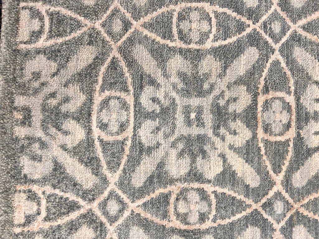 2x3 Hand-Knotted Wool & Silk Rug, Luxury Light Blue Circle Pattern Accent Mat, Grayish Blue Modern Small Rug for bedside, doormat