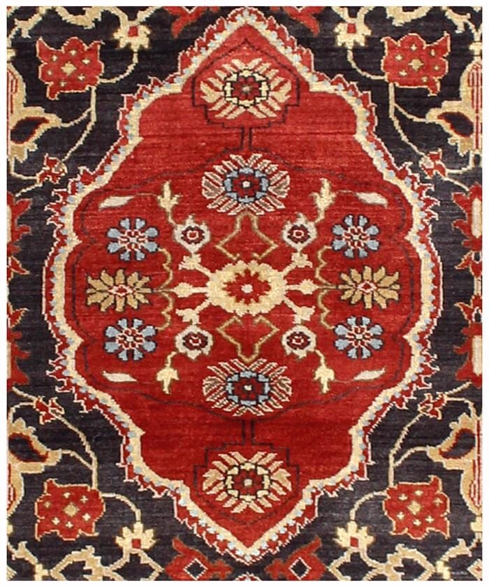 8x10 Hand-Knotted Wool Area Rug, Traditional Deep Red & Navy Blue Carpet