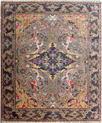 8x10 ft Luxurious pink Silver gray Hand-Knotted Oxidized Wool & Silk Area Rug