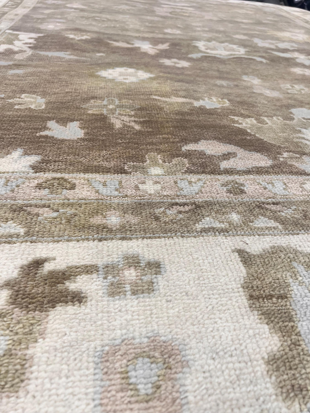 Authentic Hand-Knotted Oushak Wool Rug | Muted Earth Tones
