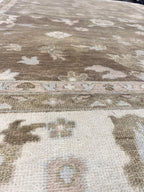Authentic Hand-Knotted Oushak Wool Rug | Muted Earth Tones