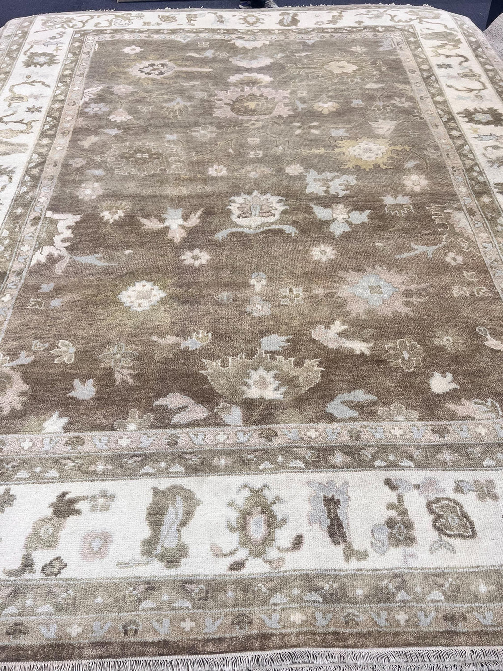 Authentic Hand-Knotted Oushak Wool Rug | Muted Earth Tones