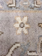 High-End 8x10 ft Hand-Knotted Wool Oushak Rug - Muted Gray & Beige