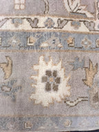 High-End 8x10 ft Hand-Knotted Wool Oushak Rug - Muted Gray & Beige