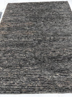 Eco-friendly 6x8 ft Handwoven Jute Area Rug, Textured Waffle Weave Gray Organic Carpet