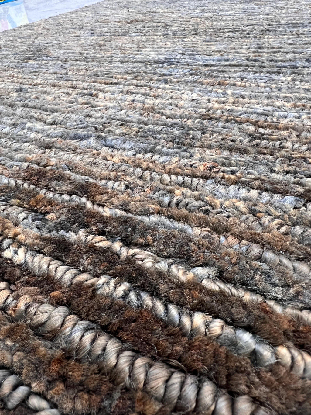 Quick ship Natural Jute 4.10x6.6 Handwoven Area Rug, Textured Waffle Weave Brown and Gray Organic Carpet Minimalist Coastal Boho Decor