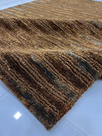 Natural Jute 6x8 Handwoven Area Rug, Textured Waffle Weave Brown with Gray accents