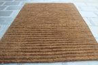 Natural Jute 6x8 Handwoven Area Rug, Textured Waffle Weave Brown with Gray accents