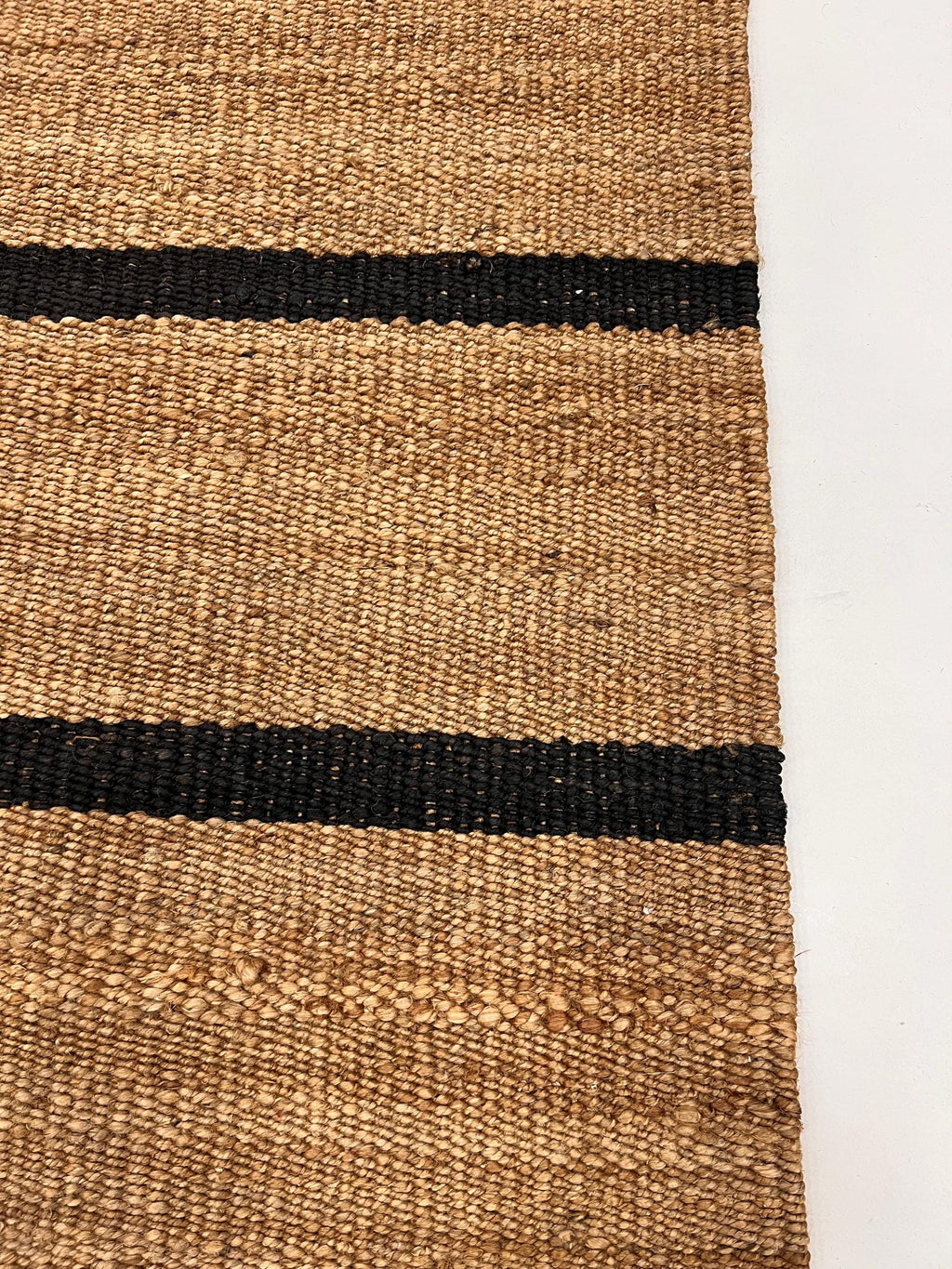 Modern black Striped Jute Rug |6x8 ft Black & Natural Area Mat