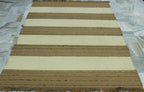 Handwoven Striped Jute Rug - 5x7 ft Natural & Cream Boho Area Rug