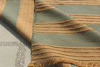 Handwoven Striped Jute Rug - 5x8 ft Natural & Aqua Boho Area Rug