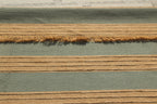 Handwoven Striped Jute Rug - 5x8 ft Natural & Aqua Boho Area Rug