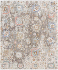 8x10, 9x12 Hand-Knotted Oushak Style Rug– Grey beige MultiColor Distressed Wool Rug –Modern Transitional Muted Area Rug for Living, Bedroom