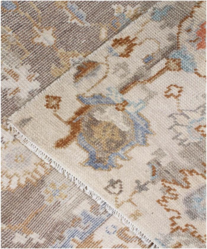8x10, 9x12 Hand-Knotted Oushak Style Rug– Grey beige MultiColor Distressed Wool Rug –Modern Transitional Muted Area Rug for Living, Bedroom