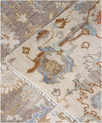 8x10, 9x12 Hand-Knotted Oushak Style Rug– Grey beige MultiColor Distressed Wool Rug –Modern Transitional Muted Area Rug for Living, Bedroom