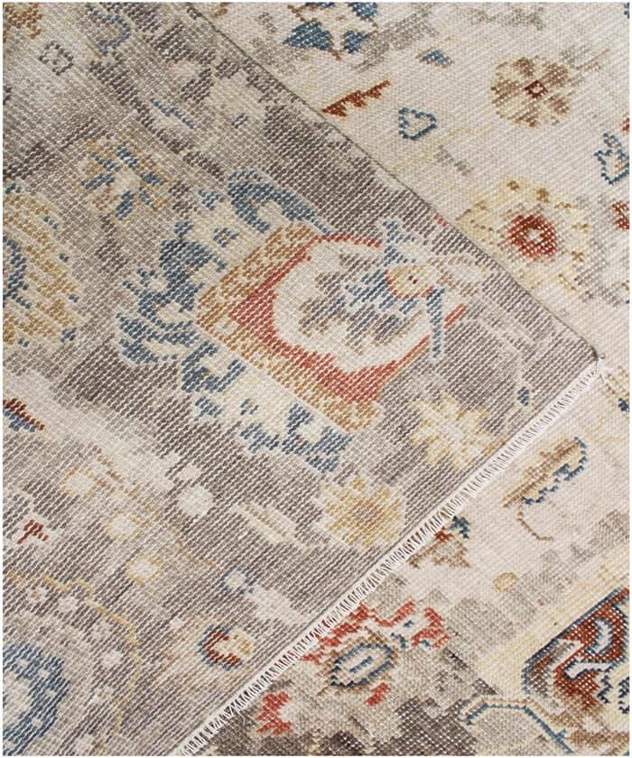 Hand-Knotted Wool Rug 8x10, 9x12, 10x14 Transitional Multicolor Beige & Muted Blue floral motifs Handmade Area Rug for Living Room, Bedroom