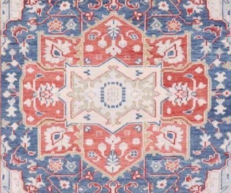 9x12 ft Blue, Rust & Ivory Traditional Floral Oriental Area Rug