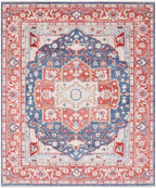 9x12 ft Blue, Rust & Ivory Traditional Floral Oriental Area Rug