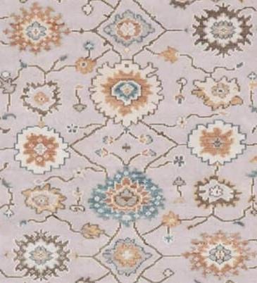 8x10 Hand-Knotted Wool Rug- Orange, Soft Sage, Terracotta & Silver Grey Pastel