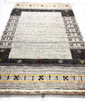 2x3 ft Colorful yellow, green, blue, brown Gabbeh Rug -Hand-Knotted Wool- Modern Tribal Bath Mats or Entryway Rugs Christmas Rug/Gift