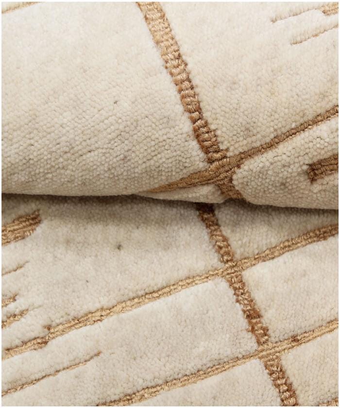 Hand Knotted Jute and Wool Rug - Hand Carved Textured Area Rug