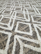 5x8 Diamond Pattern Handwoven Wool Rug - Neutral Geometric Home Decor - Soft Taupe & Cream Textured Rug - High Quality Sustainable Area Rug