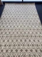 5x8 Diamond Pattern Handwoven Wool Rug - Neutral Geometric Home Decor - Soft Taupe & Cream Textured Rug - High Quality Sustainable Area Rug