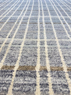 4x6 Handwoven Wool Rug - Modern Plaid Slate Blue & Cream Area Rug - Soft Minimalist Geometric Carpet for Bedroom, Office, or Nursery