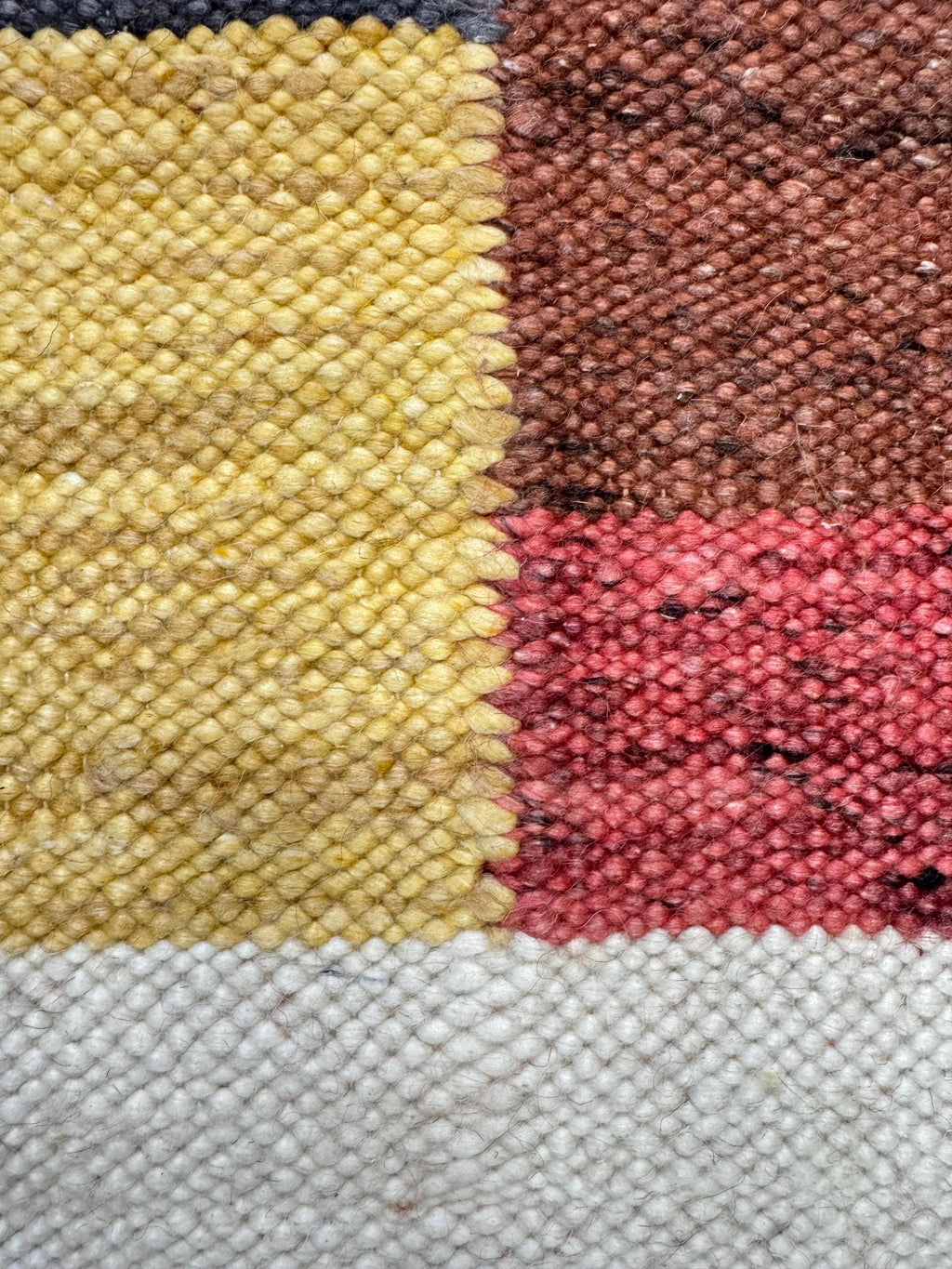 5.6x8.6 ft Colorful Wool Durrie Rug Hand-Woven Checkerboard Pattern area rug, Boho Farmhouse Decor handmade rug