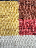 5.6x8.6 ft Colorful Wool Durrie Rug Hand-Woven Checkerboard Pattern area rug, Boho Farmhouse Decor handmade rug