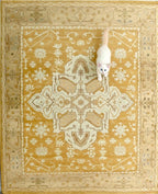 Timeless traditional 8X10 9x12 Gold ivory Oushak hand knotted Turkish area rug for living room, bedroom, dining room, study, family room