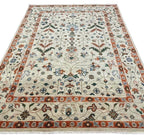 8x10 ft Hand-Knotted Antique-Style Oushak Wool Rug - Earthy Terracotta & Sage