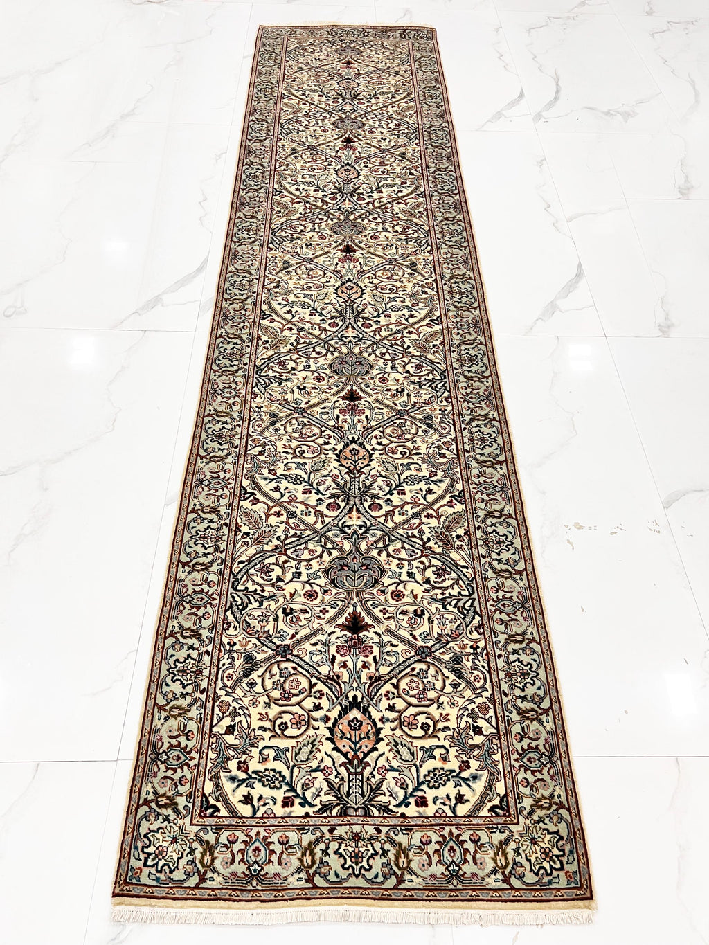William Morris Hand-Knotted 2.9x11.8 ft Wool Runner Rug–Victorian Floral Arts & Crafts Style – Premium Handmade Runner for hallway, stairs