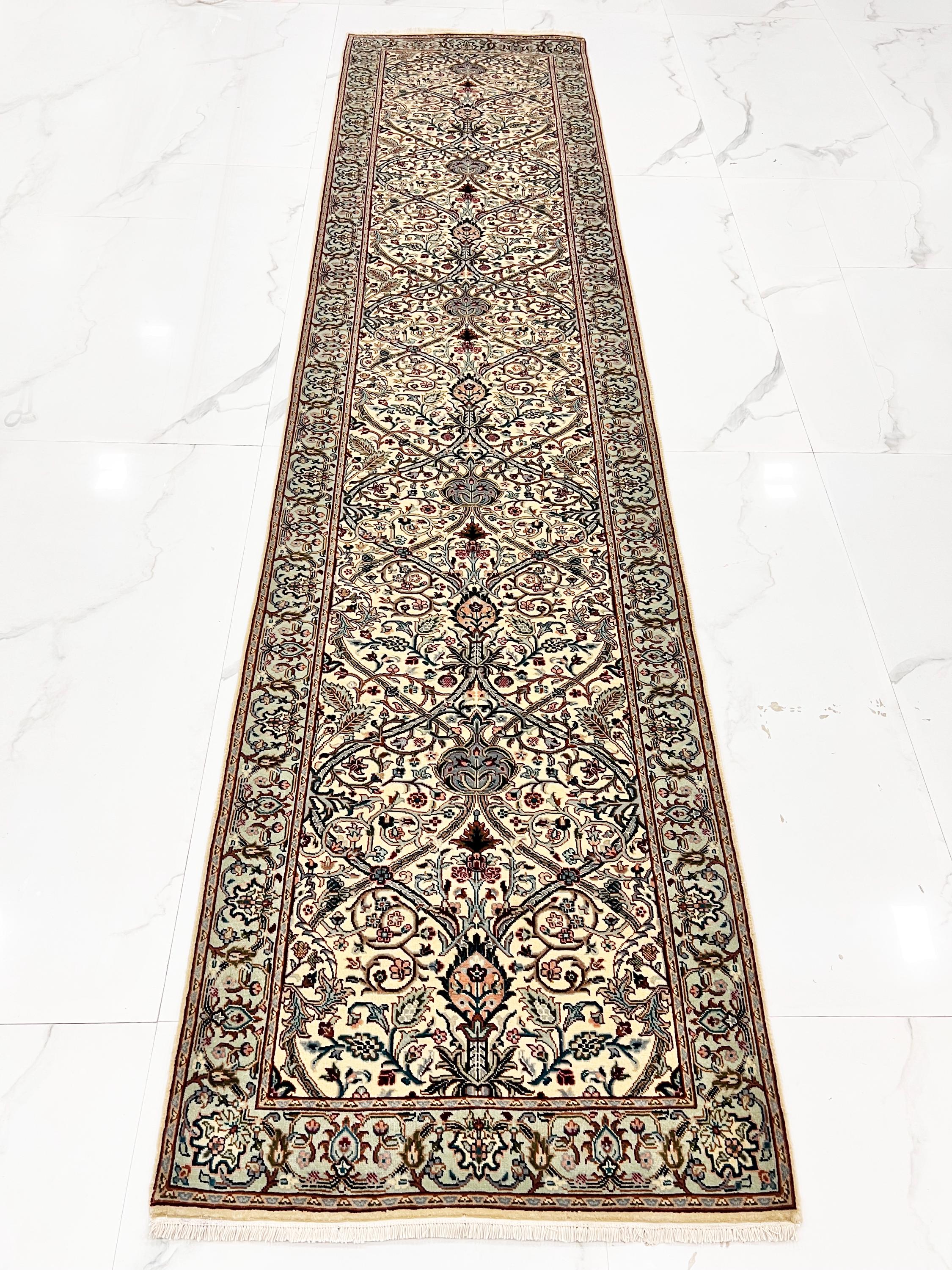 William Morris Hand-Knotted 2.9x11.8 ft Wool Runner Rug–Victorian Floral Arts & Crafts Style – Premium Handmade Runner for hallway, stairs