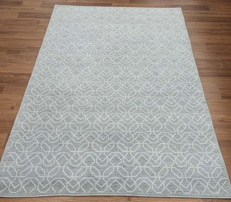 8x10 Modern Hand-Knotted Wool Area Rug, Slate gray geometric pattern Decor for living room, bedroom, office farmhouse minimalist rug