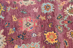 Hand knotted Oushak Rug in Vibrant Magenta, deep rose. Modern Turkish Wool Area Rug