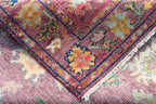 Hand knotted Oushak Rug in Vibrant Magenta, deep rose. Modern Turkish Wool Area Rug