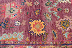 Hand knotted Oushak Rug in Vibrant Magenta, deep rose. Modern Turkish Wool Area Rug