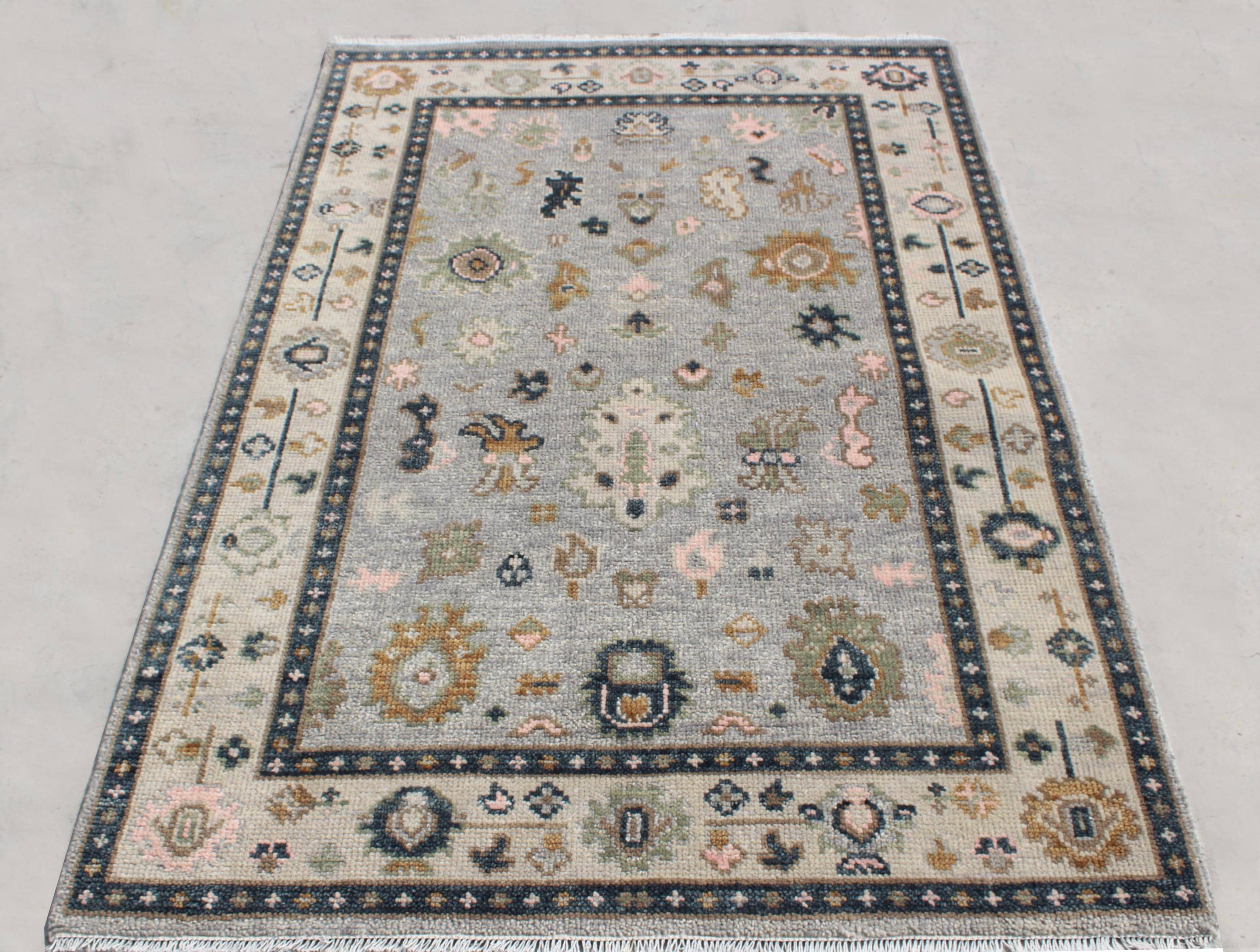 Hand-Knotted Oushak Wool Rug, Modern Turkish Muted Pastel Area Rug for Living Room, Custom Sizes: 4x6, 5x8, 6x9, 8x10, 9x12, 10x14, 12x15