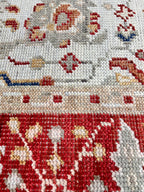 8x10 ft Authentic Hand-Knotted Wool Oriental Rug - Red & Cream Transitional Oushak Style