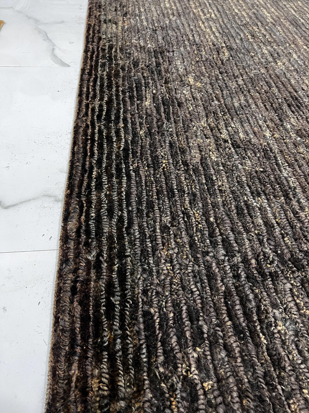 Eco-friendly 6x8 ft Handwoven Jute Area Rug, Textured Waffle Weave Gray Organic Carpet