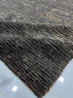 Eco-friendly 6x8 ft Handwoven Jute Area Rug, Textured Waffle Weave Gray Organic Carpet